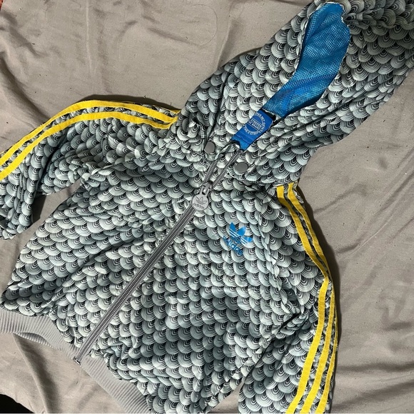 Adidas Grey Yellow Zip Up Hoodie - Picture 1 of 4